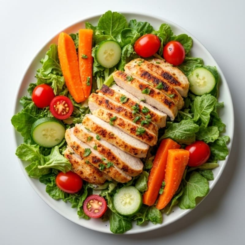 Grilled Chicken and Crunchy Vegetable Salad with Zesty Vinaigrette