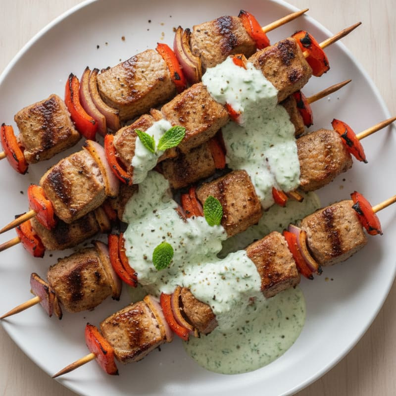 Grilled Lamb Kebabs with Mint Yogurt
