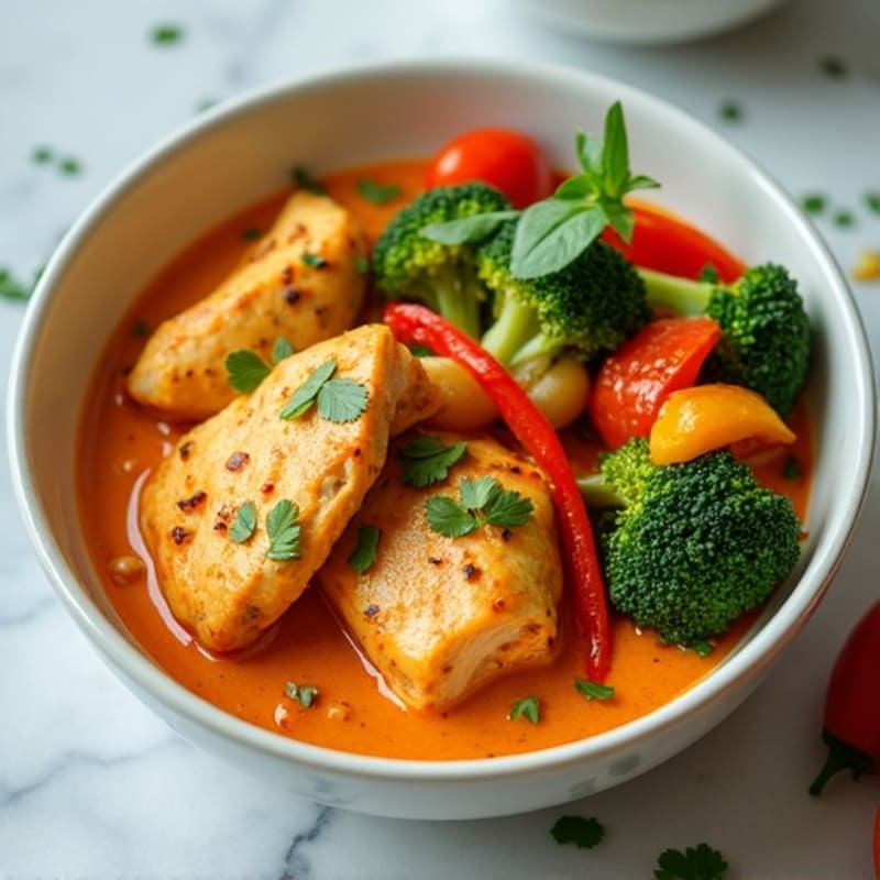 Creamy Coconut Chicken Curry with Roasted Vegetables