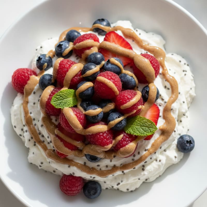 Greek Yogurt Protein Mousse with Mixed Berries