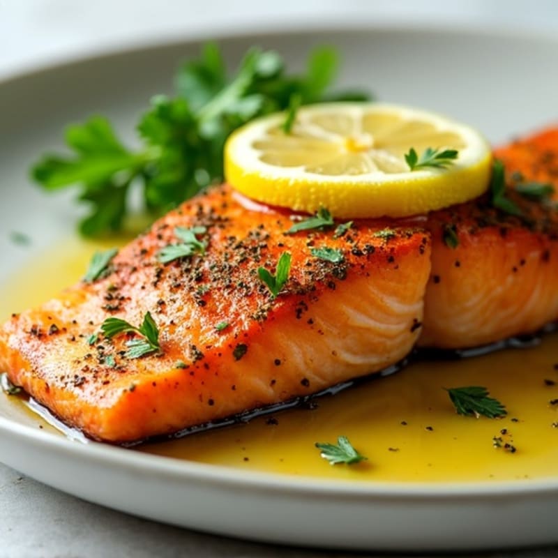 Herb-Crusted Pan Seared Salmon with Lemon