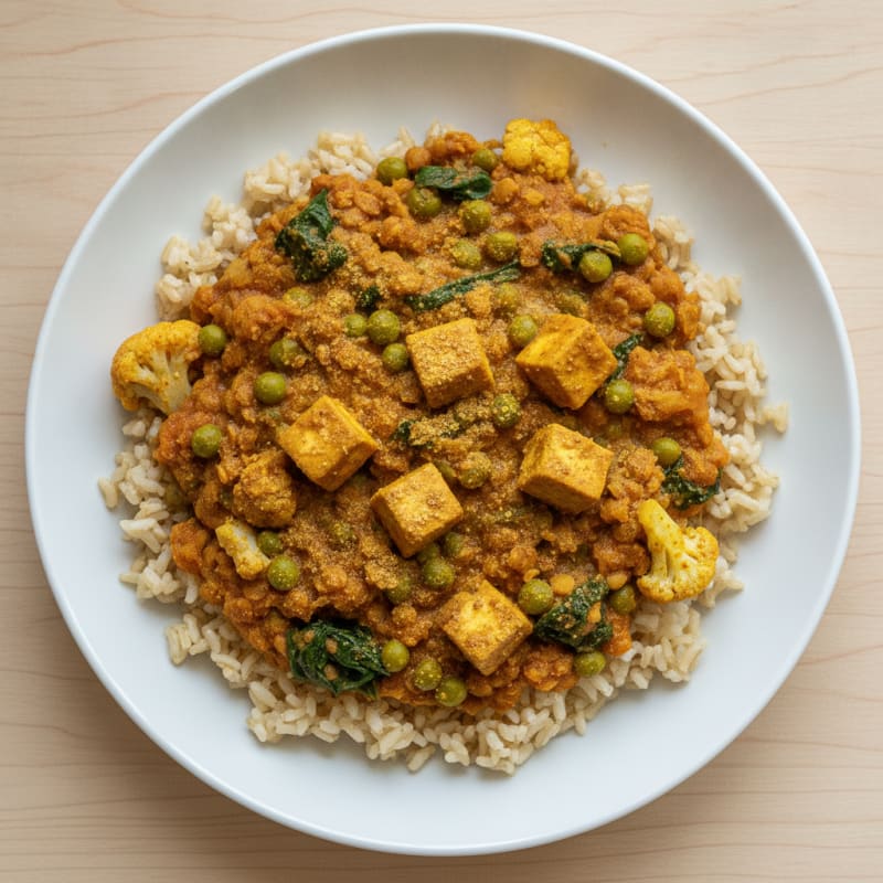Lentil and Vegetable Curry with Brown Rice
