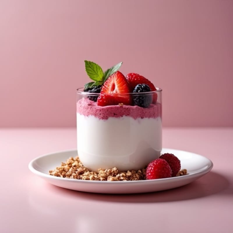 Greek Yogurt Protein Mousse with Mixed Berries