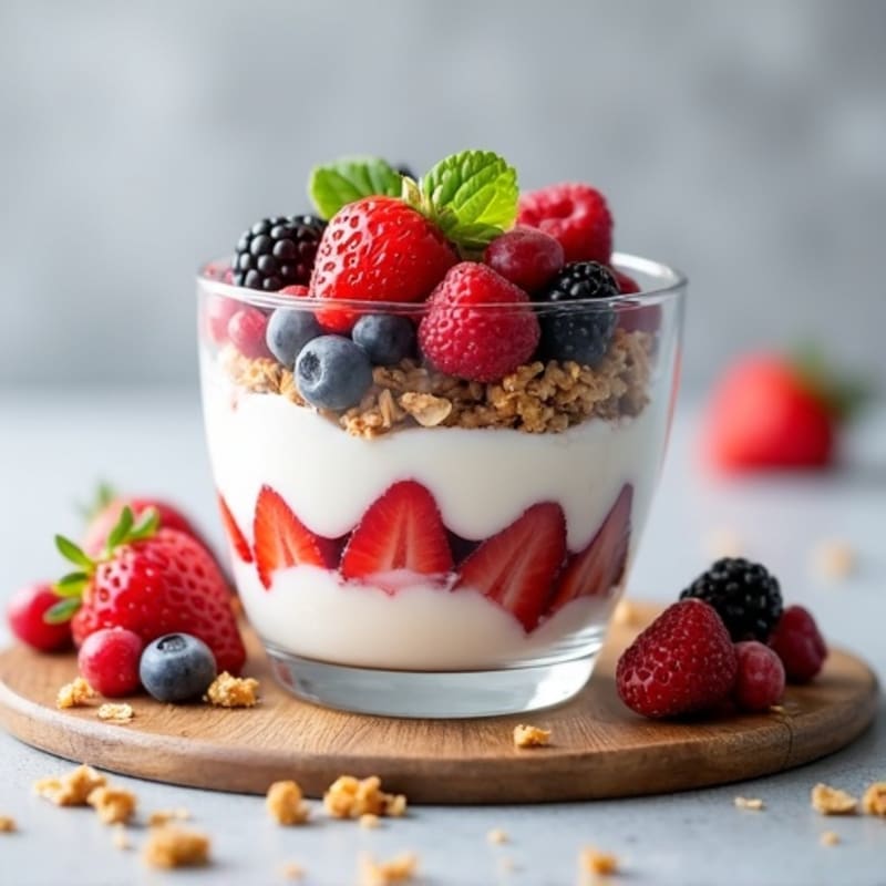 Greek Yogurt Parfait with Mixed Berries and Protein Granola