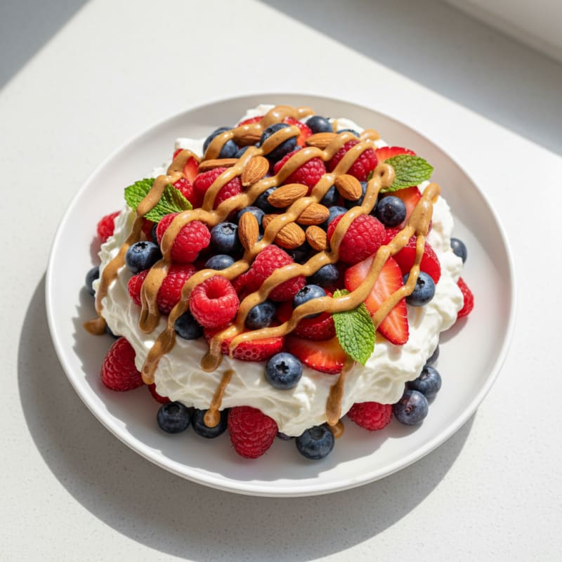 Greek Yogurt Protein Parfait with Mixed Berries and Almond Butter