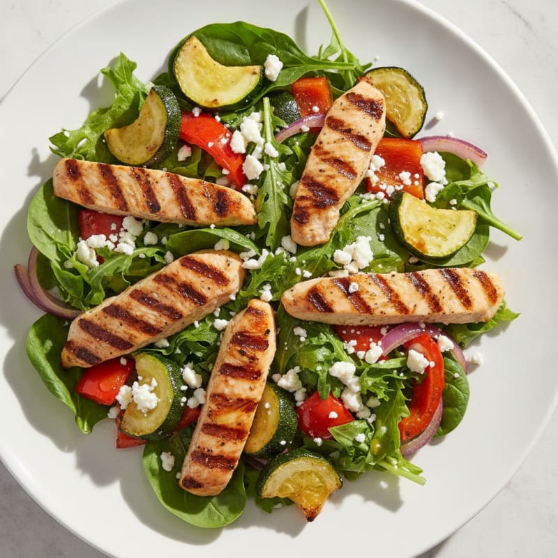 Grilled Chicken and Roasted Vegetable Salad with Feta