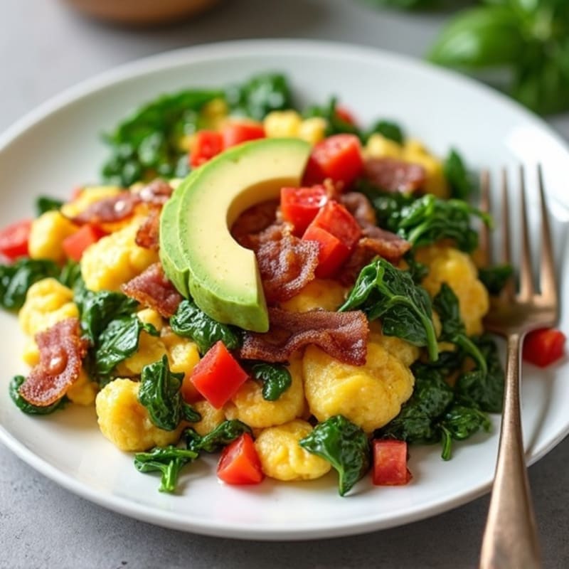 Egg White Scramble with Spinach and Turkey Bacon