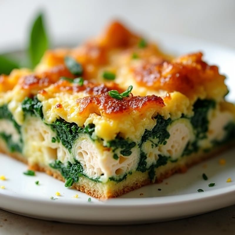 Savory Whole Grain Chicken and Spinach Strata