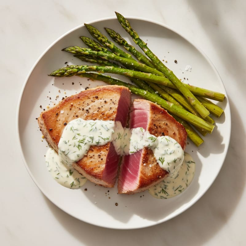 Pan-Seared Tuna with Lemon-Dill Sauce