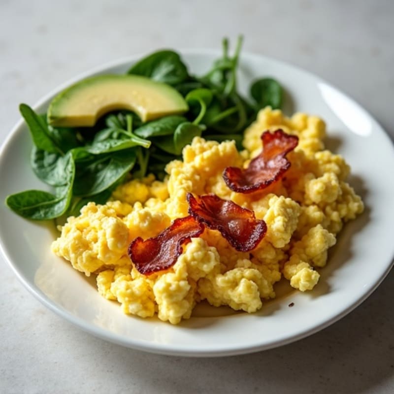 Egg White Scramble with Spinach and Turkey Bacon