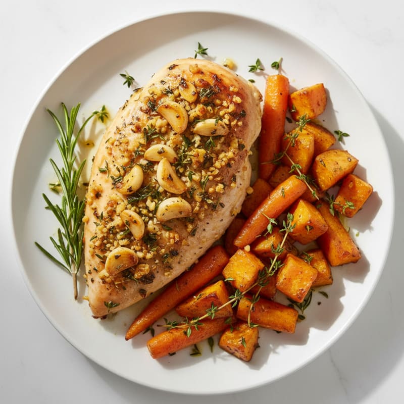 Garlic Herb Roasted Chicken with Root Vegetables