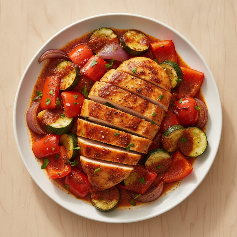 Spicy Harissa Chicken with Roasted Vegetables