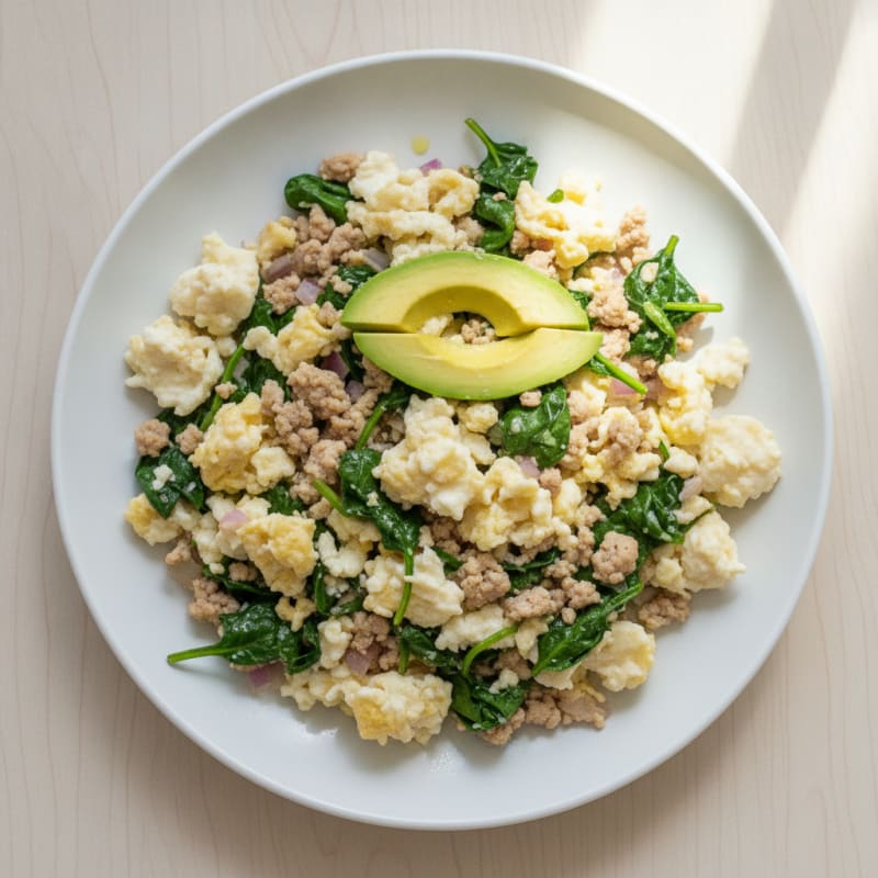 Egg White and Turkey Scramble with Spinach