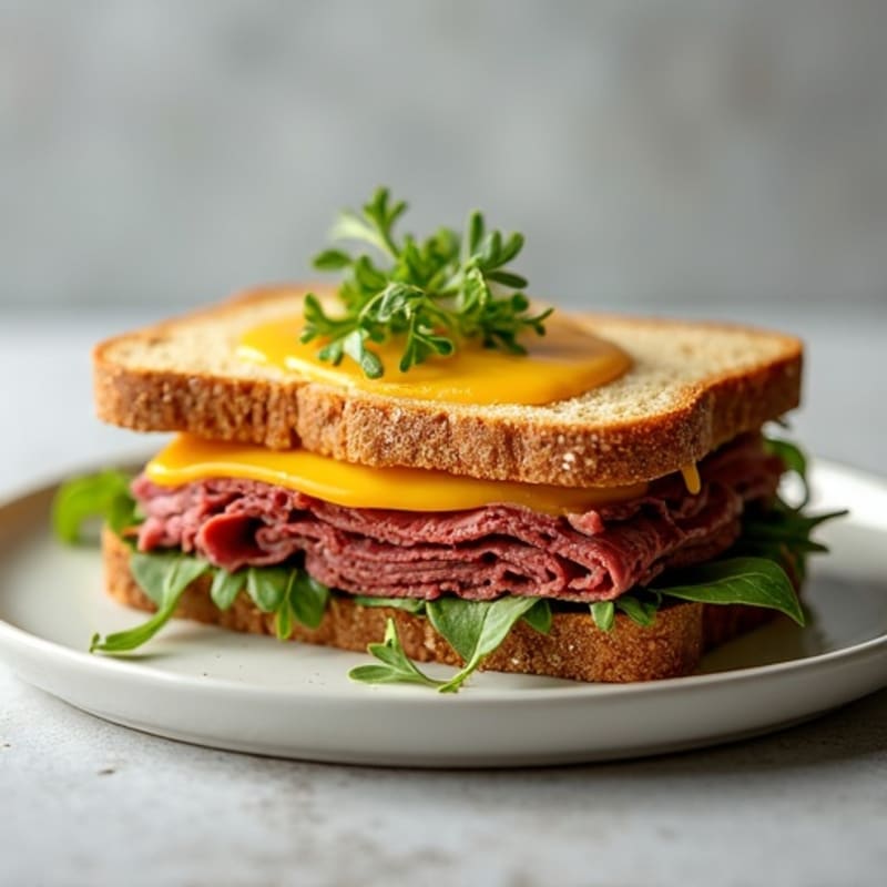 Lean Roast Beef and Sharp Cheddar Open-Face Sandwich