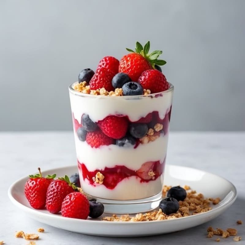 Greek Yogurt Protein Parfait with Mixed Berries and Almonds