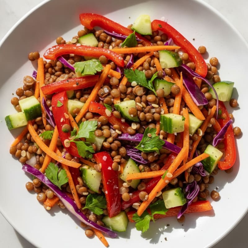 Rainbow Vegetable Salad with Lemon-Herb Dressing