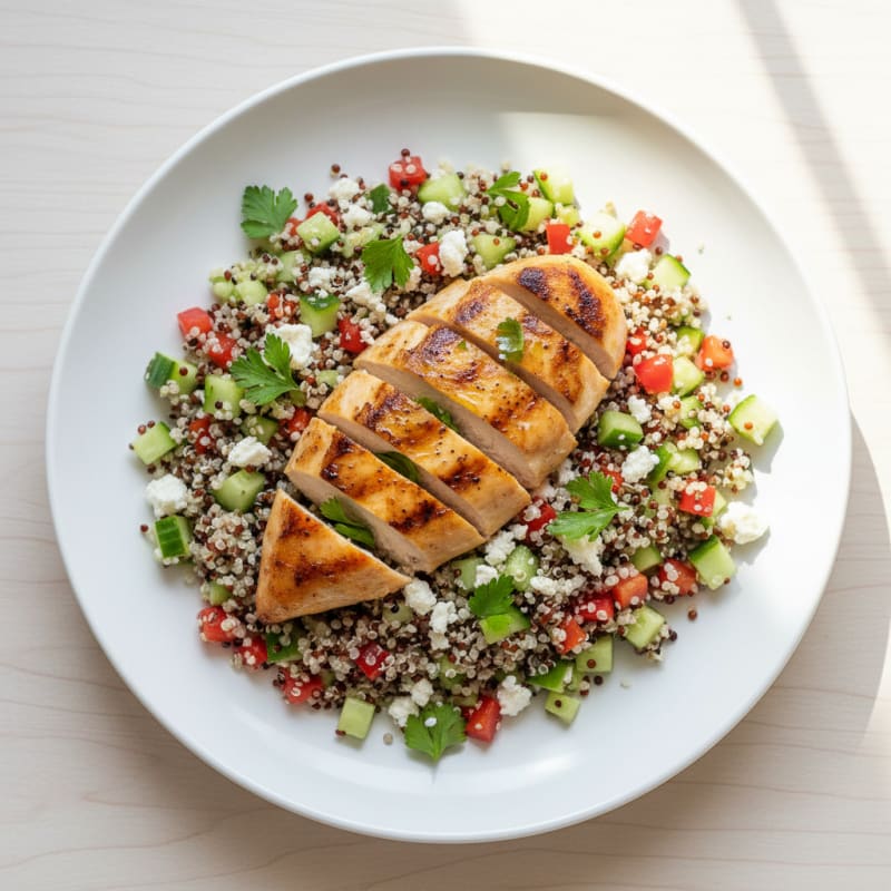 Grilled Chicken Breast with Crunchy Quinoa Salad