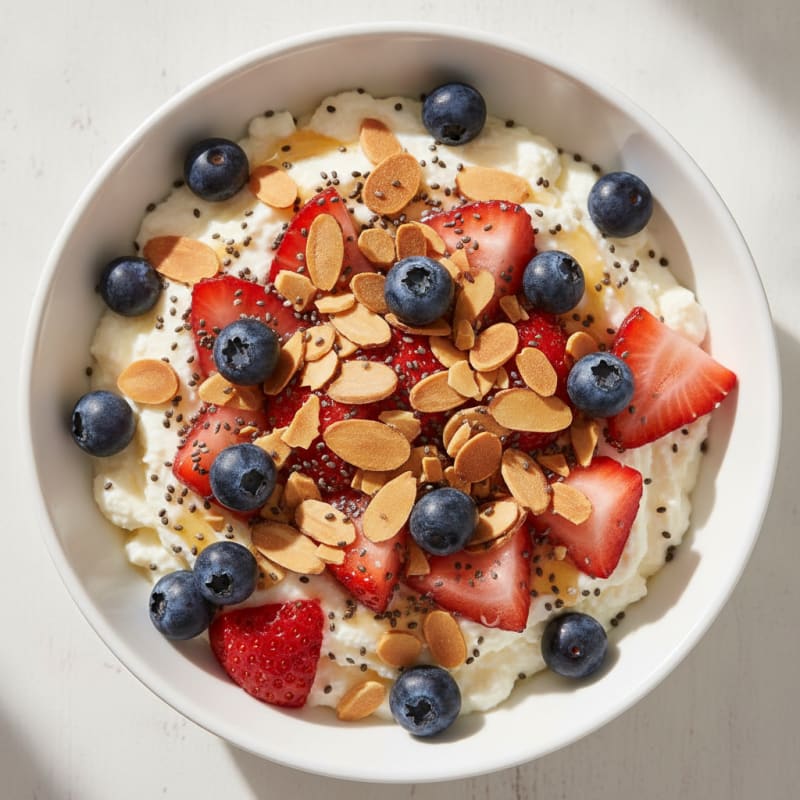 Greek Yogurt and Egg White Bowl with Fresh Berries and Almonds