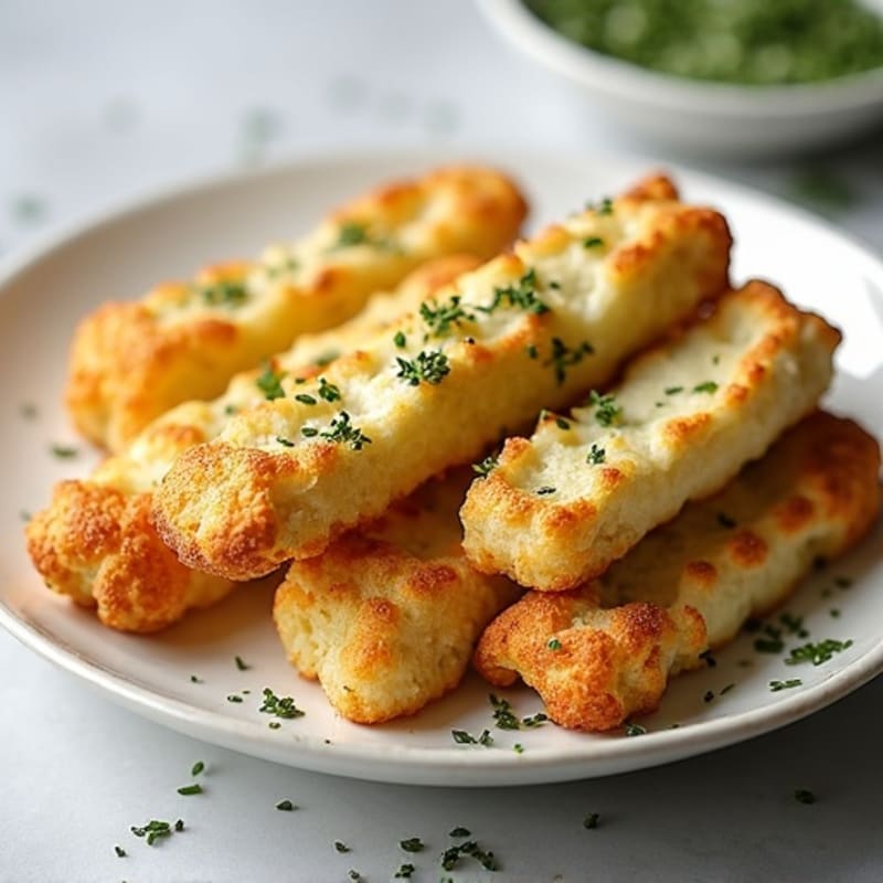Herb-Crusted Cauliflower Breadsticks with Roasted Garlic