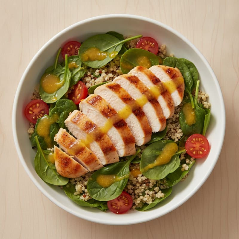 Grilled Chicken Breast with Spinach and Quinoa Salad