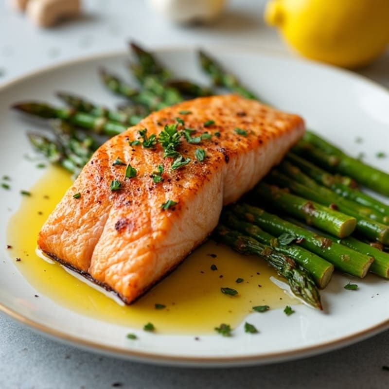Pan-Seared Crispy Salmon with Roasted Asparagus