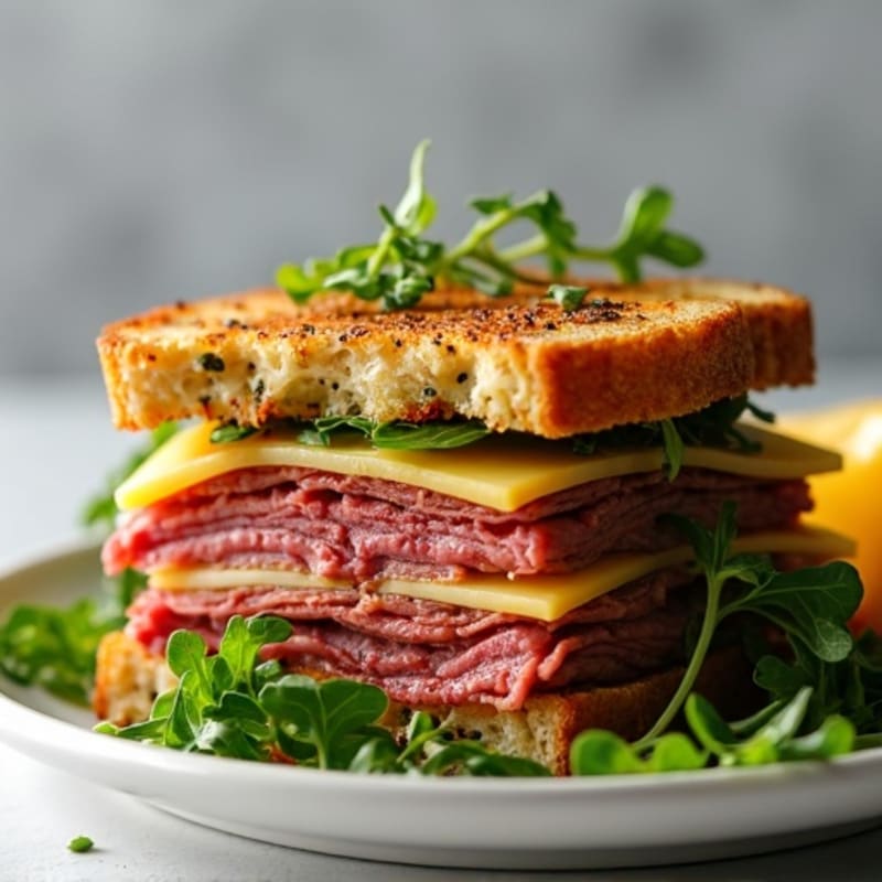 Herb-Crusted Roast Beef and Sharp Cheddar Stack