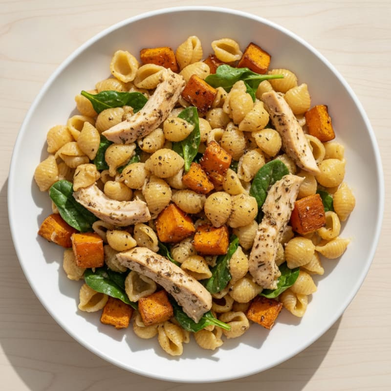 Goodles with Roasted Sweet Potato and Herb Chicken