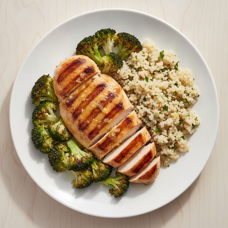 Grilled Chicken Breast with Roasted Broccoli and Quinoa