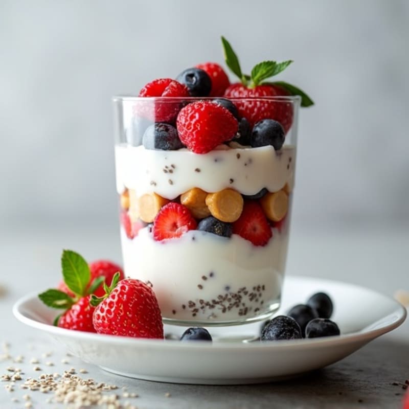 Greek Yogurt Protein Parfait with Mixed Berries
