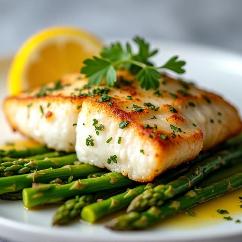 Pan-Seared Lemon-Herb Mahi Mahi with Crispy Asparagus