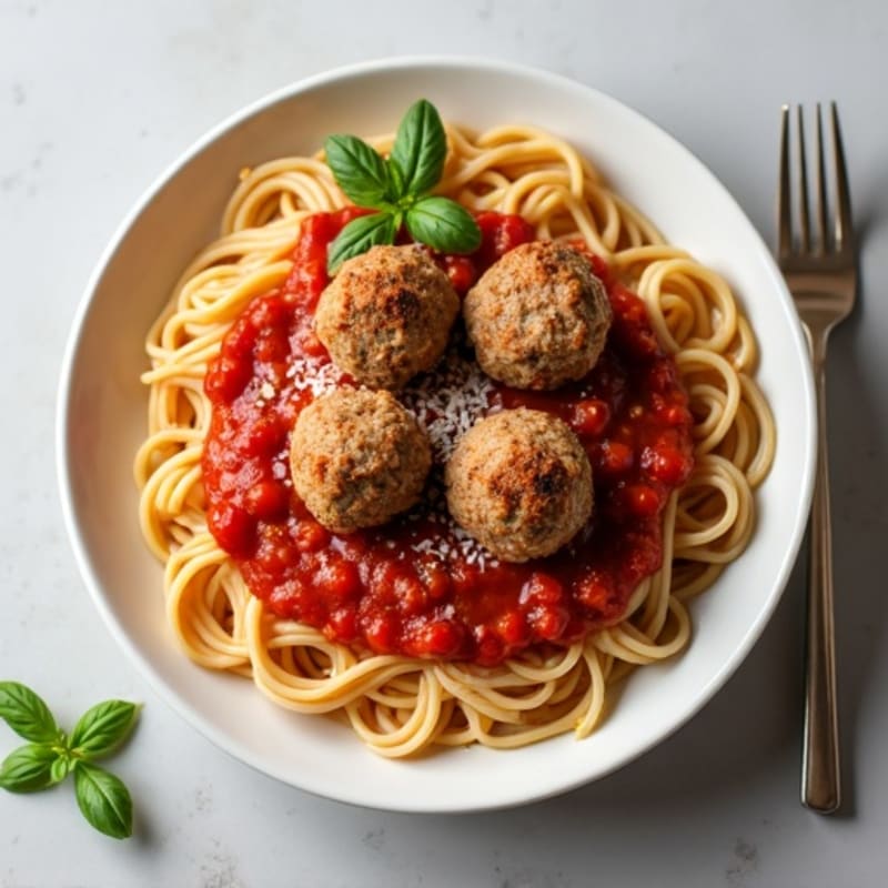 Lean Turkey Meatballs with Whole Wheat Spaghetti and Fresh Marinara
