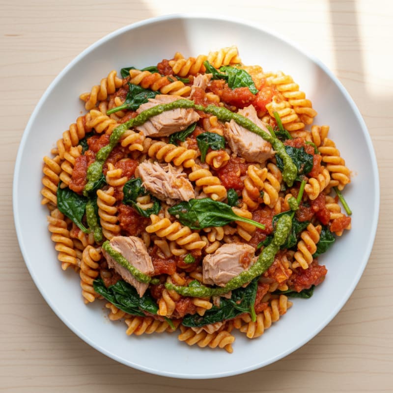 Tuna and Spinach Pasta with Tomato Sauce