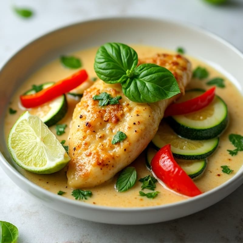 Creamy Coconut Green Curry Chicken with Fresh Vegetables