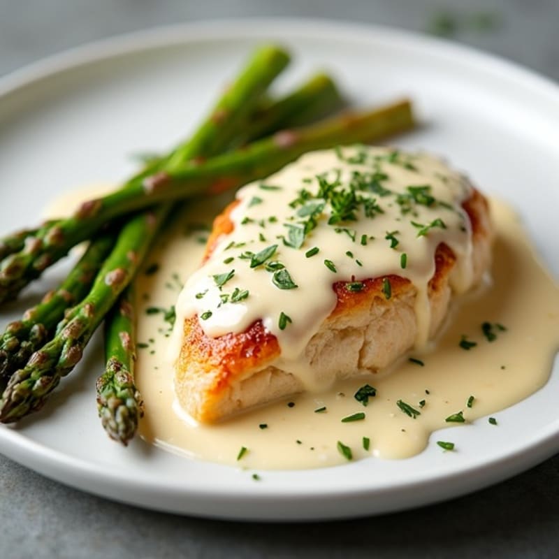 Creamy Parmesan Chicken with Roasted Asparagus