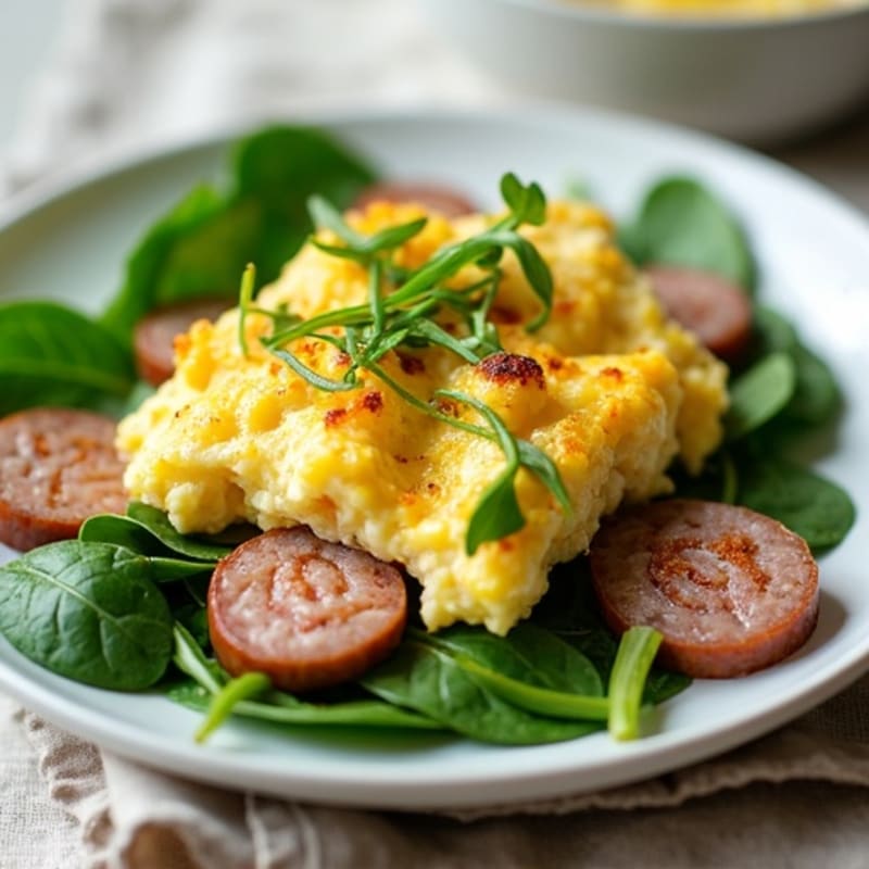Egg White and Turkey Sausage Scramble with Spinach