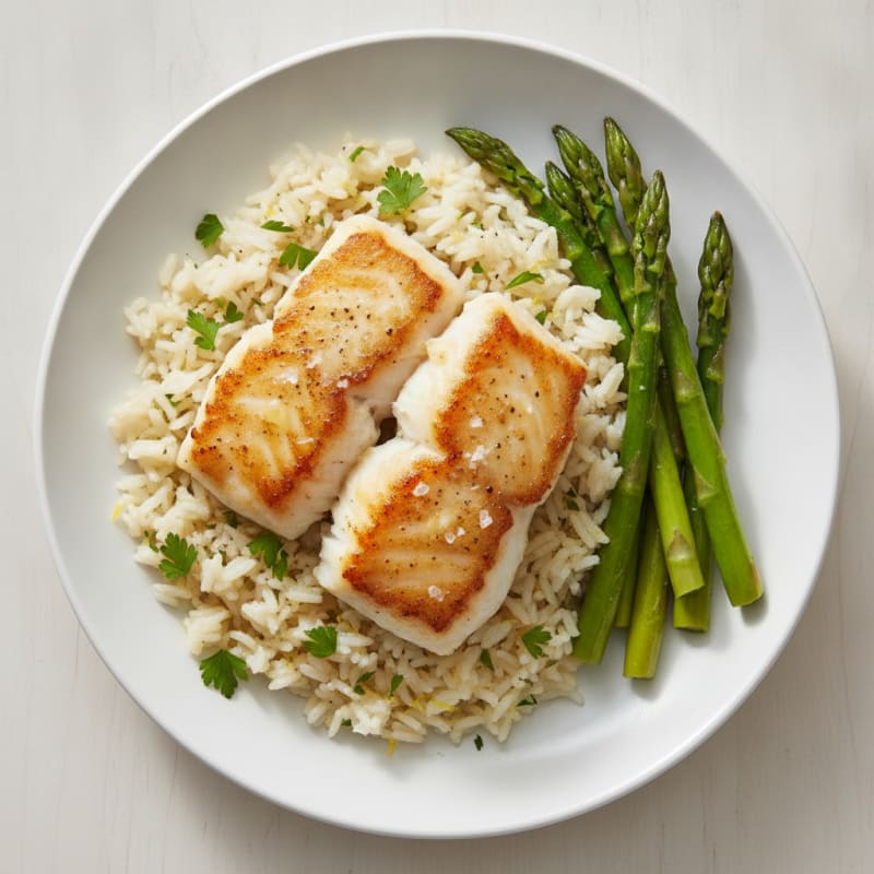 Pan-Seared Cod with Lemon-Herb Rice