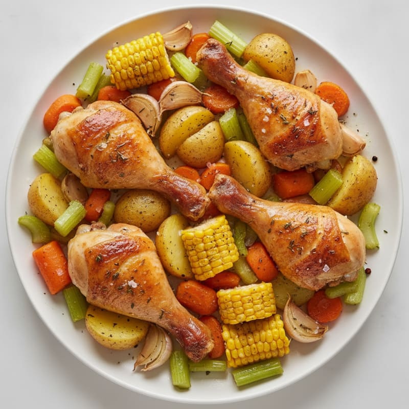Roasted Chicken Legs with Garden Vegetables