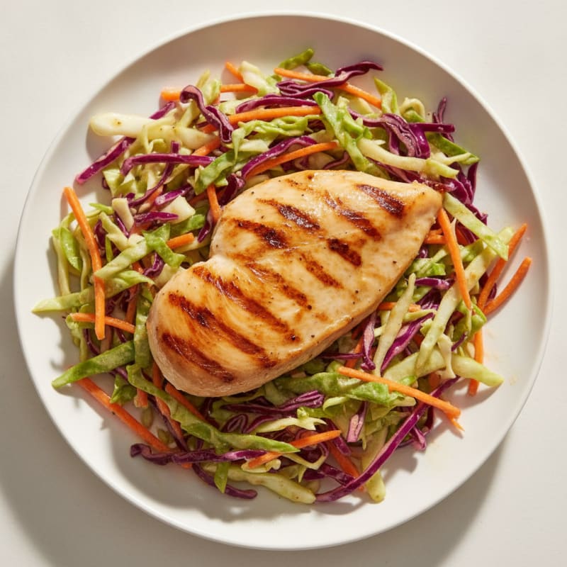 Grilled Chicken Breast with Crunchy Cabbage Slaw