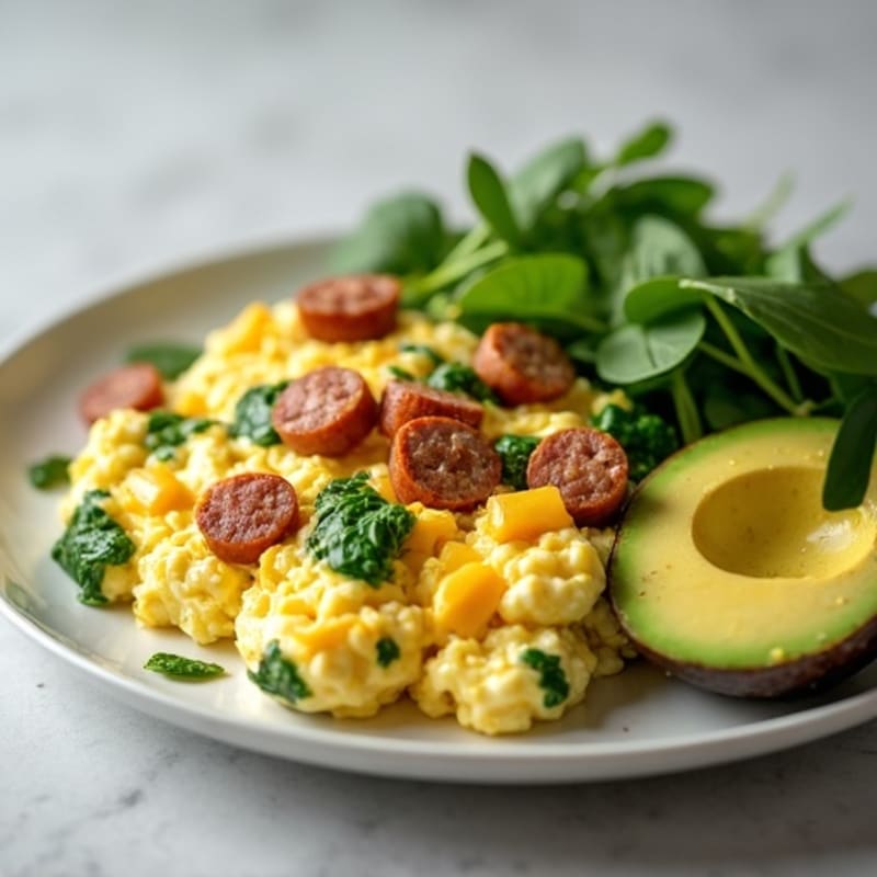 Egg White Scramble with Spinach and Turkey Sausage