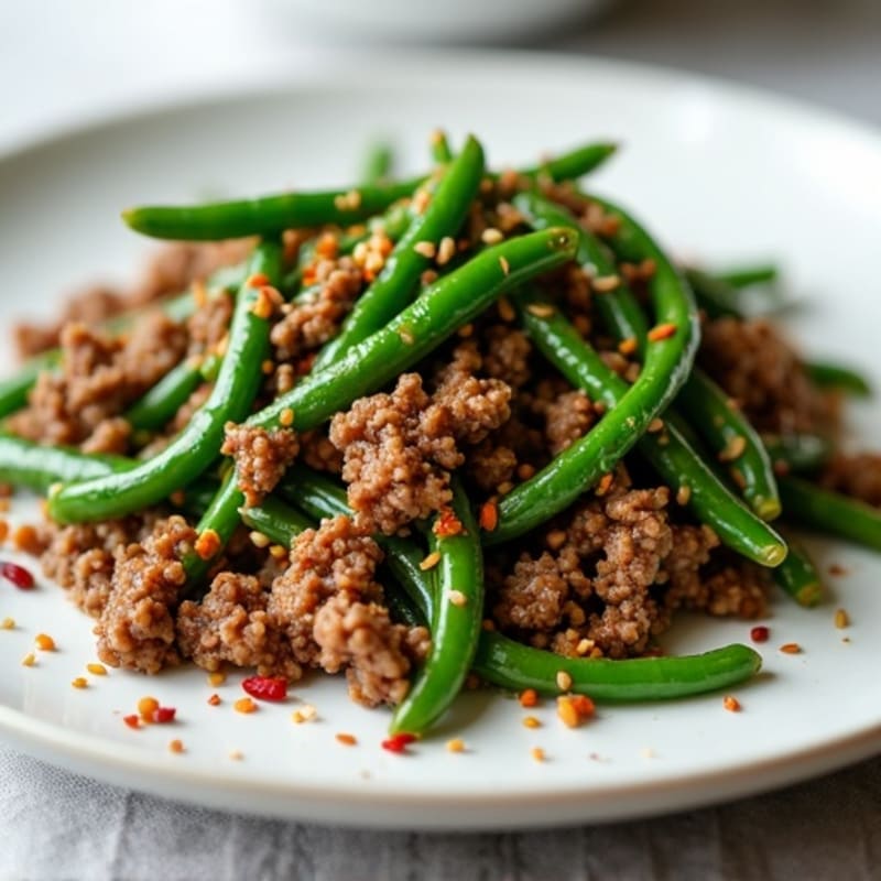Ginger-Garlic Ground Beef with Sesame Green Beans