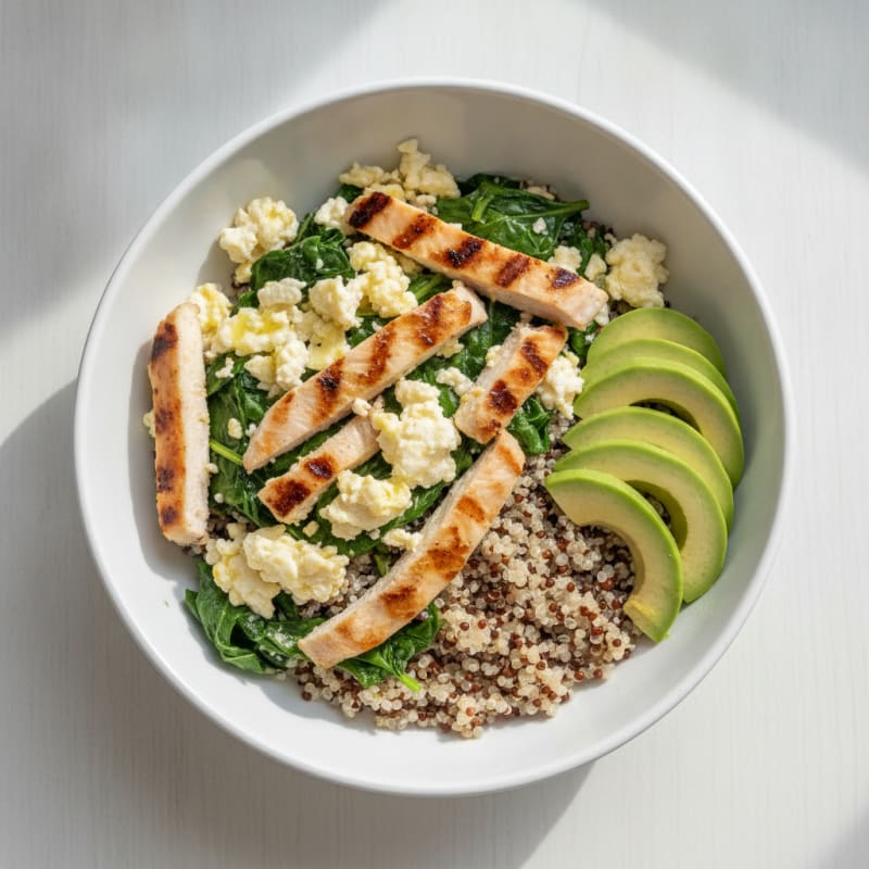 Scrambled Egg Whites with Grilled Chicken and Spinach
