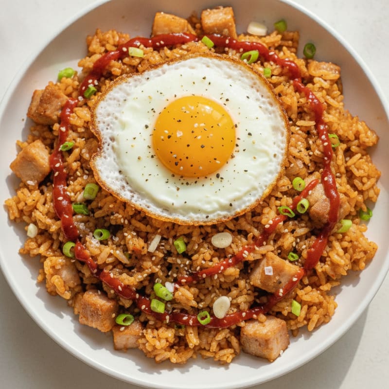 Kimchi Fried Rice with Pork Belly