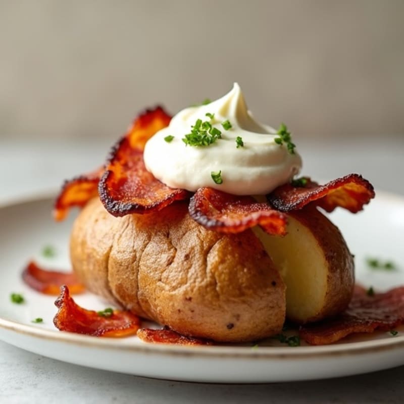 Baked Potatoes with Crispy Bacon and Creamy Cottage Cheese
