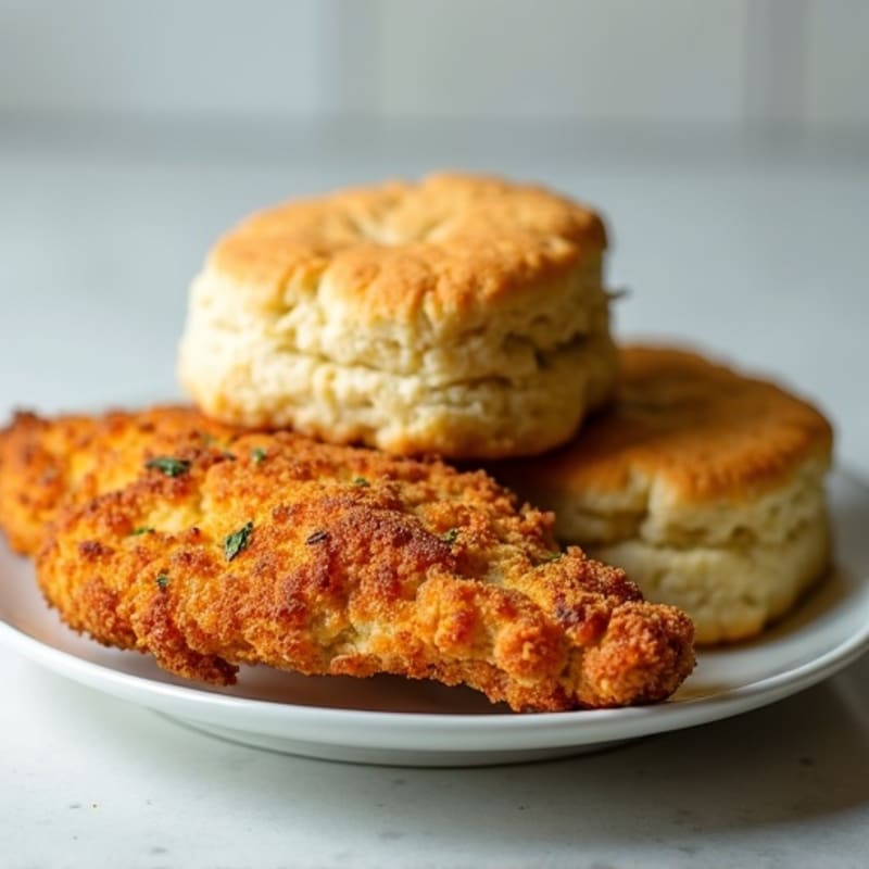 Crispy Oven-Baked Chicken with Herb-Buttermilk Biscuits