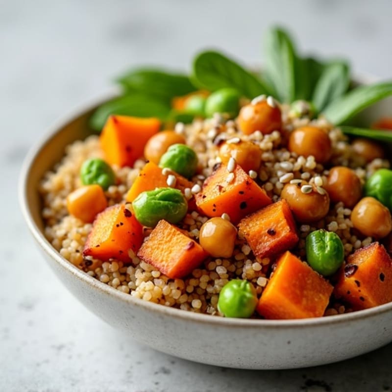 Crispy Chickpea and Roasted Sweet Potato Grain Bowl