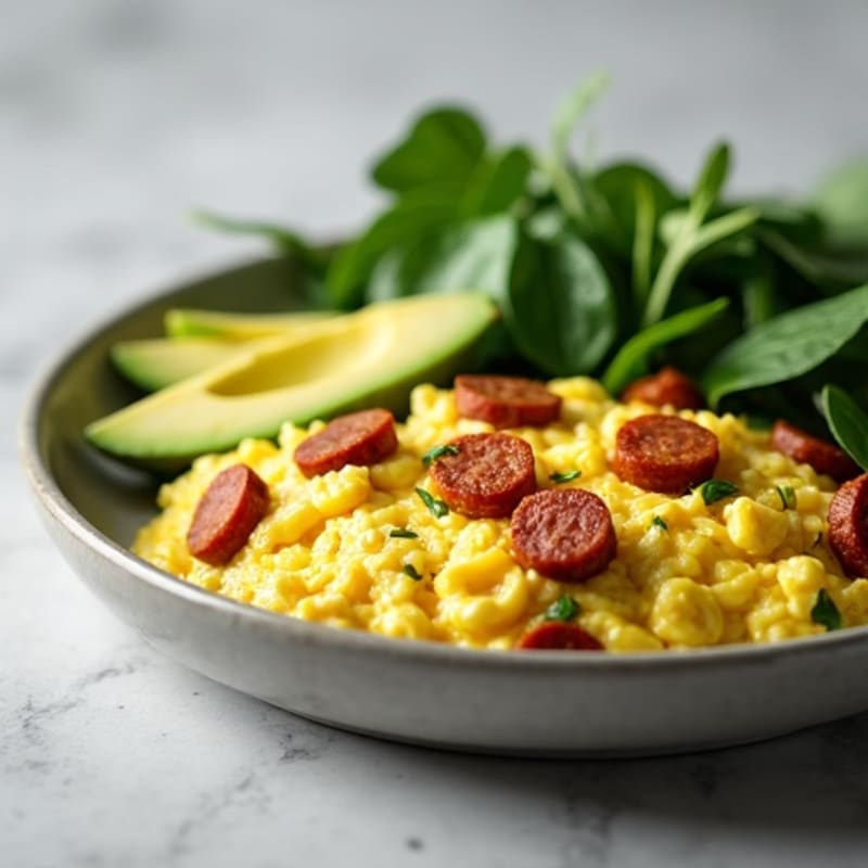 Egg White and Turkey Sausage Scramble with Spinach