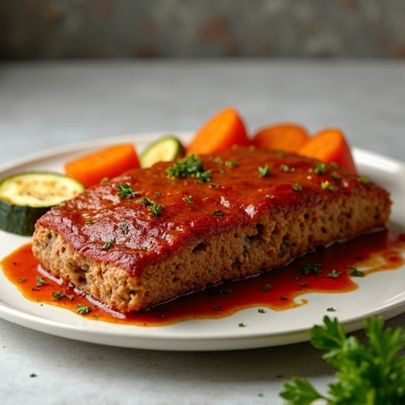 Hearty Lean Meatloaf with Smoky BBQ Glaze and Roasted Vegetables