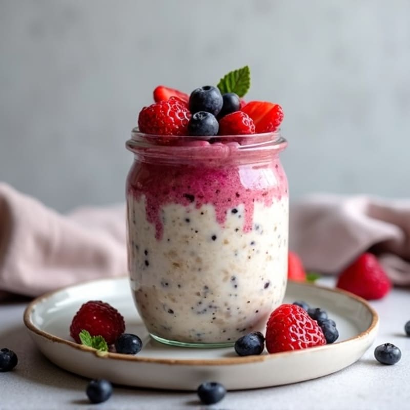 Creamy Berry Protein Overnight Oats