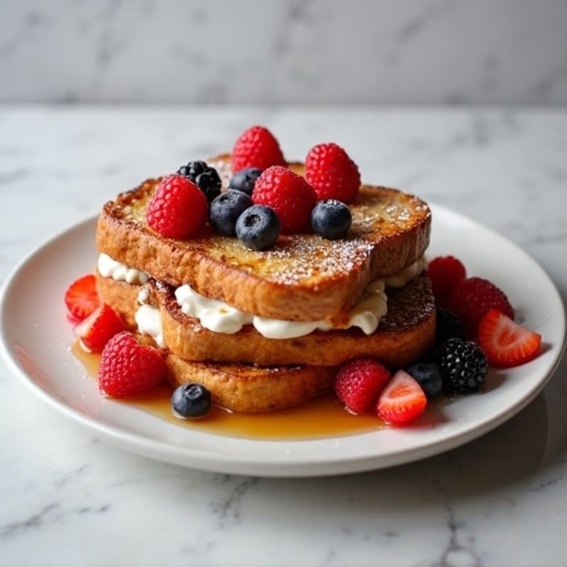Fluffy Protein French Toast with Greek Yogurt and Berries
