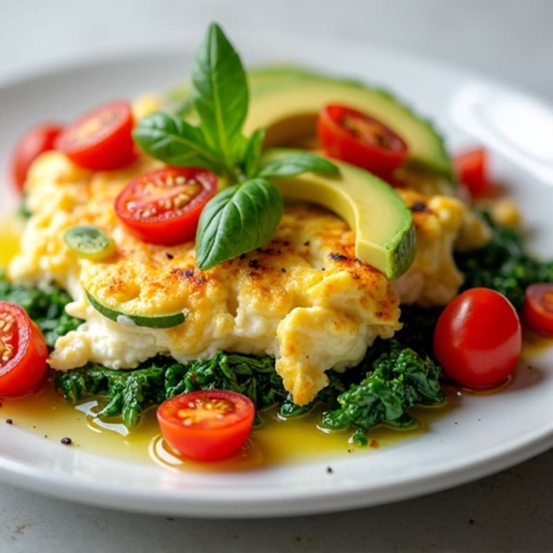 Cottage Cheese Egg White Scramble with Spinach and Tomatoes